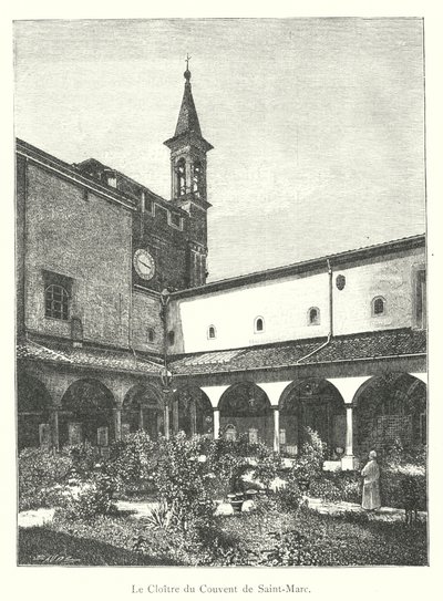 Klostret i Sankt Markusklostret (gravyr) av Italian School
