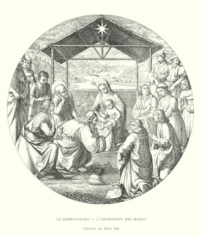 The Ghirlandajo, The Adoration of the Magi, Pitti Palace Collection (gravyr) av Italian School
