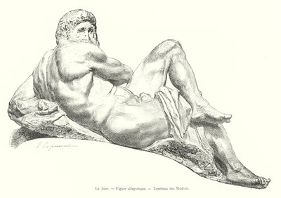 Dagen, allegorisk figur, Medicis grav (gravyr) av Italian School