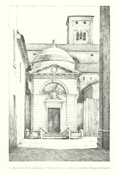 Dantes grav i Ravenna, fasad byggd 1780, av arkitekten Morigia av Ravenna (gravyr) av Italian School