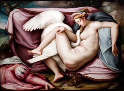 Leda och svanen. Romersk målare 1550. Genua. Italien. av Italian School