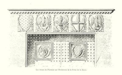 Florens vapen på Architrave of Porte de la Zecca (gravyr) av Italian School