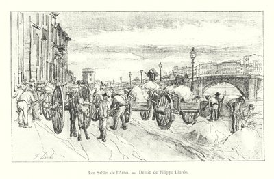 The Sands of the Arno, teckning av Filippo Liardo (gravyr) av Italian School