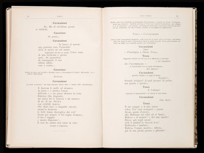Libretto av Tosca av Giacomo Puccini, Edition Ricordi, Italien av Italian School