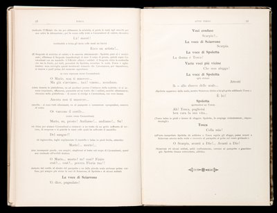 Libretto av Tosca av Giacomo Puccini, Edition Ricordi, Italien av Italian School