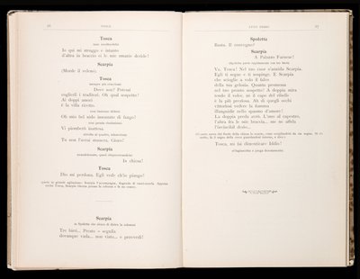 Libretto av Tosca av Giacomo Puccini, Ricordi Edition, Italien av Italian School