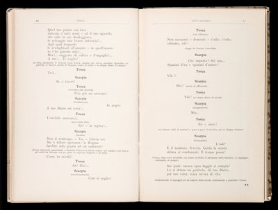 Libretto av Tosca av Giacomo Puccini, Ricordi Edition, Italien av Italian School
