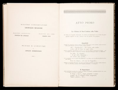 Libretto av Tosca av Giacomo Puccini, Ricordi Edition, Italien av Italian School