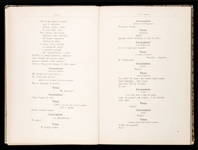 Libretto av Tosca av Giacomo Puccini, Ricordi Edition, Italien av Italian School