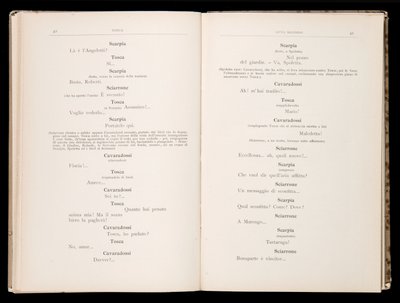 Libretto av Tosca av Giacomo Puccini, Edition Ricordi, Italien av Italian School