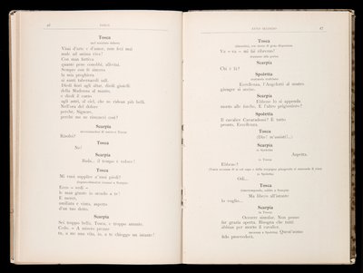 Libretto av Tosca av Giacomo Puccini, Edition Ricordi, Italien av Italian School