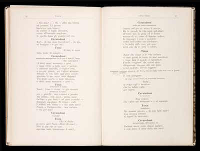Libretto av Tosca av Giacomo Puccini, Edition Ricordi, Italien av Italian School