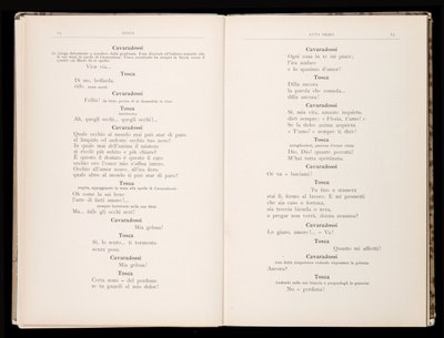 Libretto av Tosca av Giacomo Puccini, Edition Ricordi, Italien av Italian School