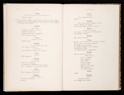 Libretto av Tosca av Giacomo Puccini, Edition Ricordi, Italien av Italian School