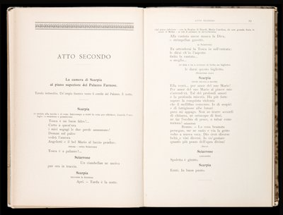 Libretto av Tosca av Giacomo Puccini, Edition Ricordi, Italien av Italian School
