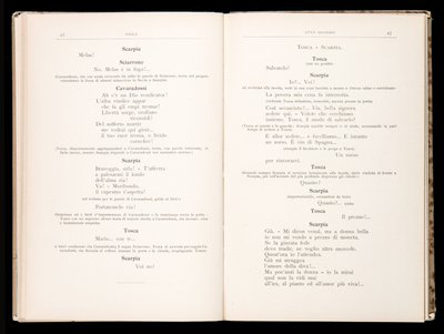 Libretto av Tosca av Giacomo Puccini, Edition Ricordi, Italien av Italian School