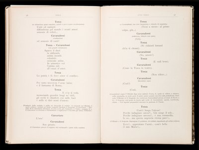 Libretto av Tosca av Giacomo Puccini, Edition Ricordi, Italien av Italian School