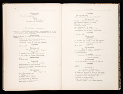 Libretto av Tosca av Giacomo Puccini, Edition Ricordi, Italien av Italian School