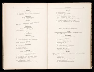 Libretto av Tosca av Giacomo Puccini, Edition Ricordi, Italien av Italian School