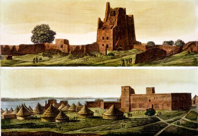 Nedre Egypten eller Sudan, floden Nilen: Nedan, byn El-Querebyn, 1820-30-talet av Italian School
