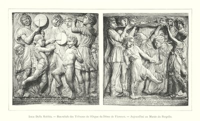 Luca Della Robbia, basreliefer från orgelgalleriet i domen i Florens, idag i Bargello-museet (gravyr) av Italian School