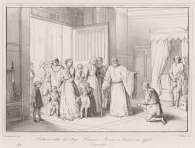 Doge Francesco Foscaris sista farväl till sin son Jacopo av Italian School