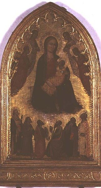 Madonna av ödmjukhet med heliga (tempera på panel) av Italian School