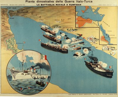 Karta över slaget vid Kunfuda Bay av Italian School