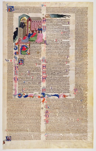 Marlay Cutting IT.11: Löv med miniatyr från Gratians Decretum som visar en munk som predikar för en församling av män och kvinnor av Italian School