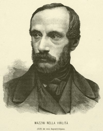 Mazzini Nella Virilita (gravyr) av Italian School