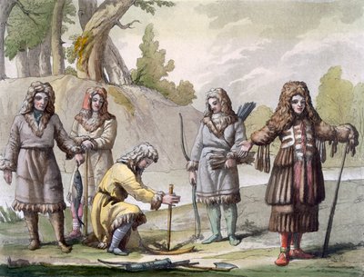 Män från Kamchatka, avlägsna östra Ryssland, ca 1820-30-talet av Italian School