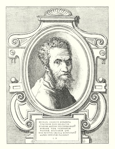 Michael Angelo Bonarota Toskansk blomma Delibatus Två av de vackraste kyrkoherdemålningarna, statyerna och andra uppfinnare som gör för sin djupt utdöda (gravyr) av Italian School