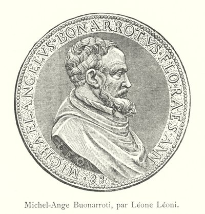 Michel-Ange Buonarroti, av Leone Leoni (gravyr) av Italian School