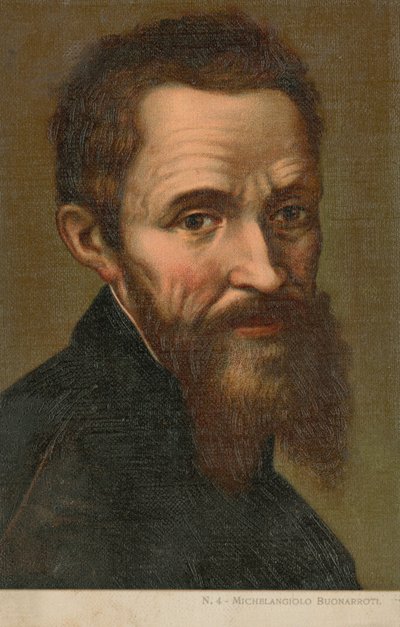 Michelangelo, italiensk konstnär (chromolitho) av Italian School