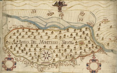 Montello, karta, XVIII-talet, Veneto, Italien av Italian School