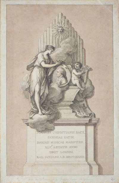 Monument till Johann Christian Bach (1735-1782) graverad av Francesco Bartolozzi (1727-1815) 1782 av Italian School