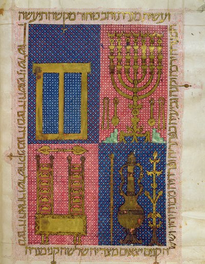 Ms.OR.26 fol.26r Templets instrument, från den hebreiska bibeln (vellum) av Italian School