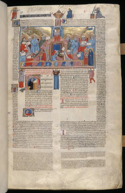 Fröken. 183, f.1r: Kristus i templet, miniatyr från Decreta cum Apparatu Ioannis Andreae Laurentii av Italian School