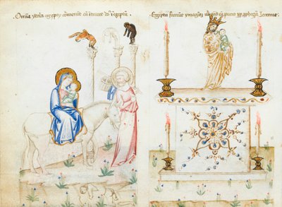 Ms 43-1950 fol.3v The Flight into Egypt, från Speculum Humanae Salvationis av Italian School