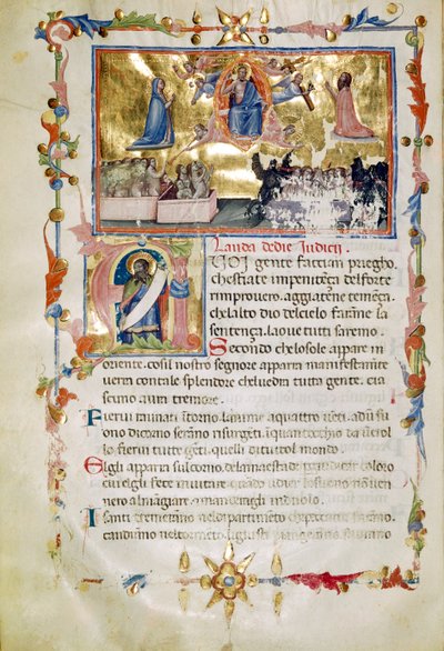 Fru B.R. 19, c. 62b, från Laudi Spirituali av Company of St Giles av Italian School