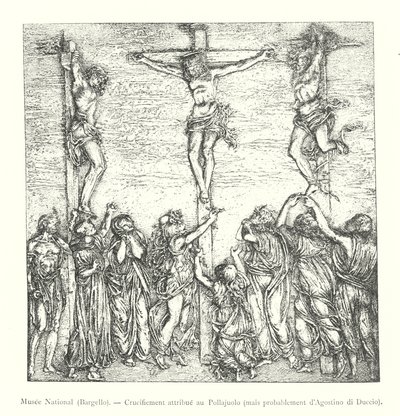 Nationalmuseet, Bargello, korsfästelse tillskriven Pollajuolo, men troligen av Agostino di Duccio (gravyr) av Italian School