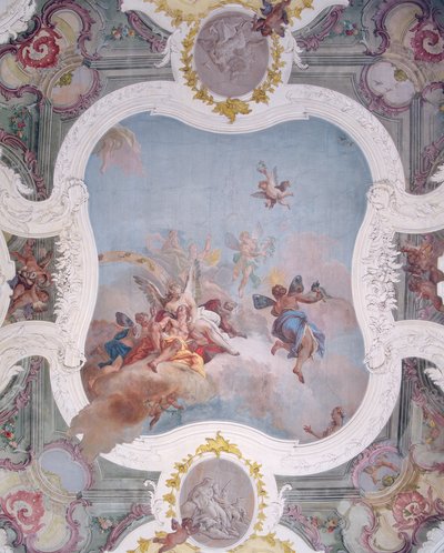 Mytologisk scen med zodiaken av Italian School