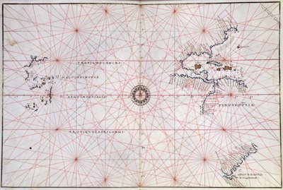 Nautiskt sjökort över Stilla havet och Centralamerika (tryck) av Italian School
