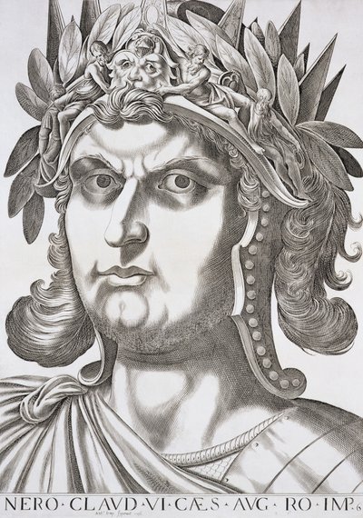 Nero Caesar (37-68 e.Kr.), 1596 av Italian School