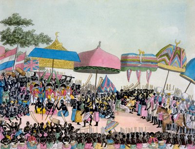 Panoramautsikt över Yam Custom, från Costumi dei... av Giulio Ferrario, ca 1820-30-talet av Italian School
