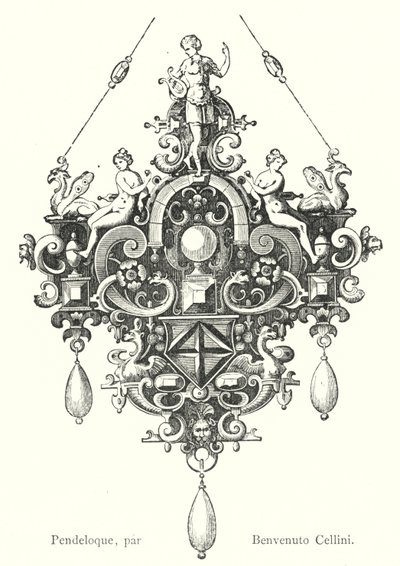 Pendeloque, av Benvenuto Cellini (gravyr) av Italian School