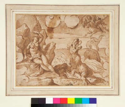 Perseus räddar Andromeda av Italian School