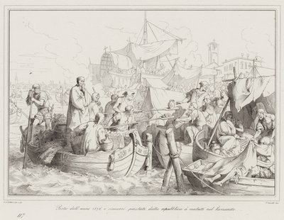 Årets pest 1576, och lättnad som tillhandahålls av republiken till de sjuka i Lazzaretto av Italian School