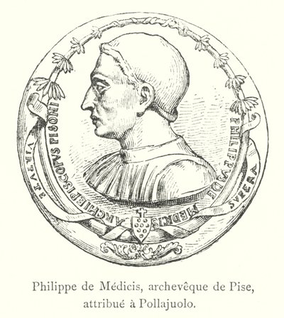 Philippe de Medici, archèveque de Pise, attribut till Pollaiuolo (gravyr) av Italian School