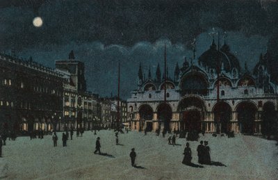 S:t Markusplatsen (färglitografi) av Italian School